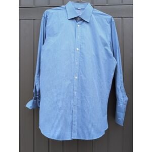 Charles‎ Tyrwhitt Blue & White Slim Fit Honeycomb Shirt 17 And 1/2 In